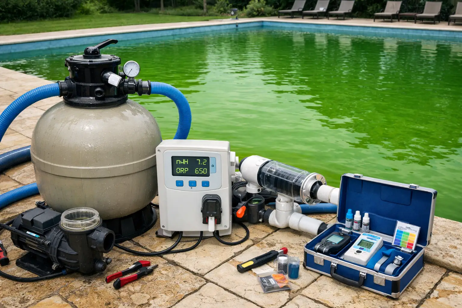 Entretien de la piscine en cours